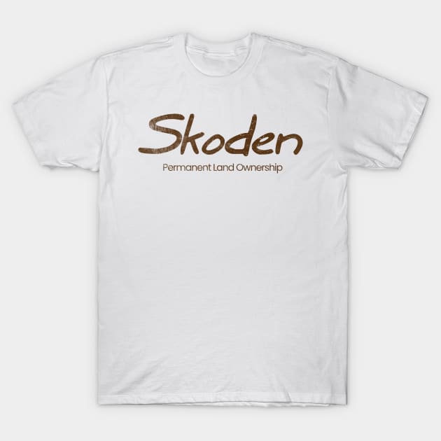 Skoden Permanent Ownership Brown Print T-Shirt by Eyanosa